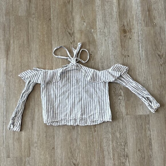 Womens GB White and Blue Stripe Blouse - S - Picture 5 of 9